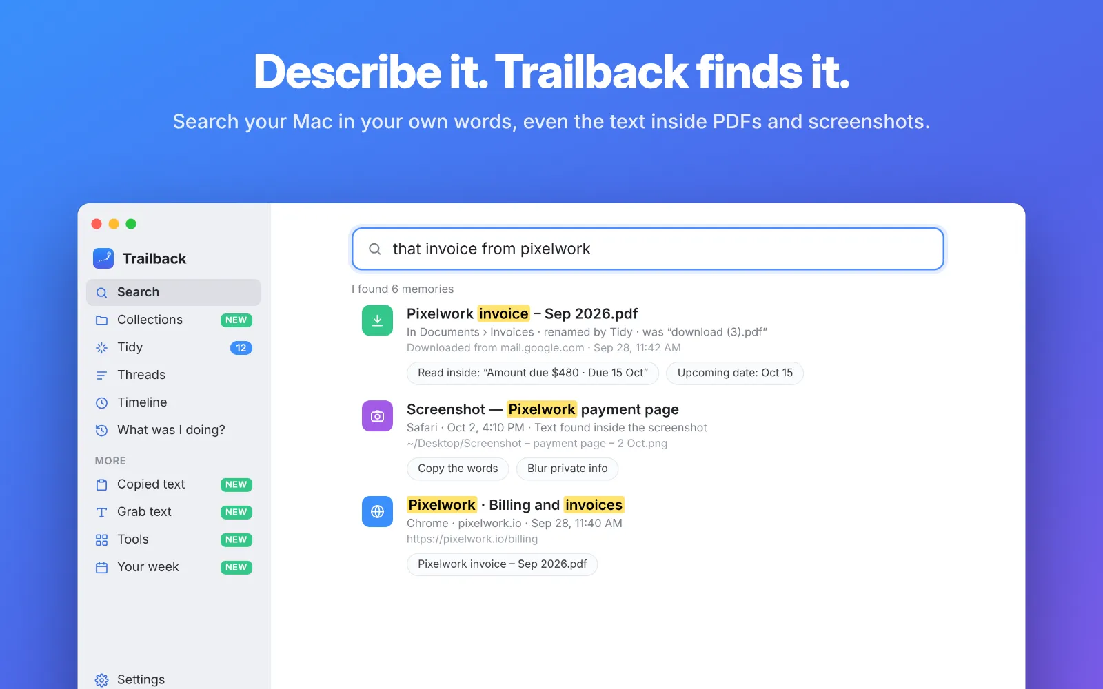 Trailback: Find, Organize & Tidy Files on Mac screenshot 2