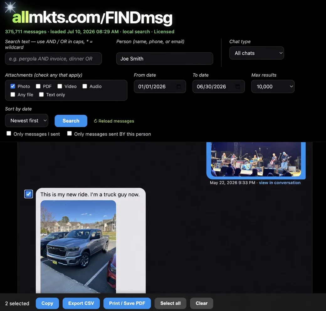 FINDmsg screenshot 2