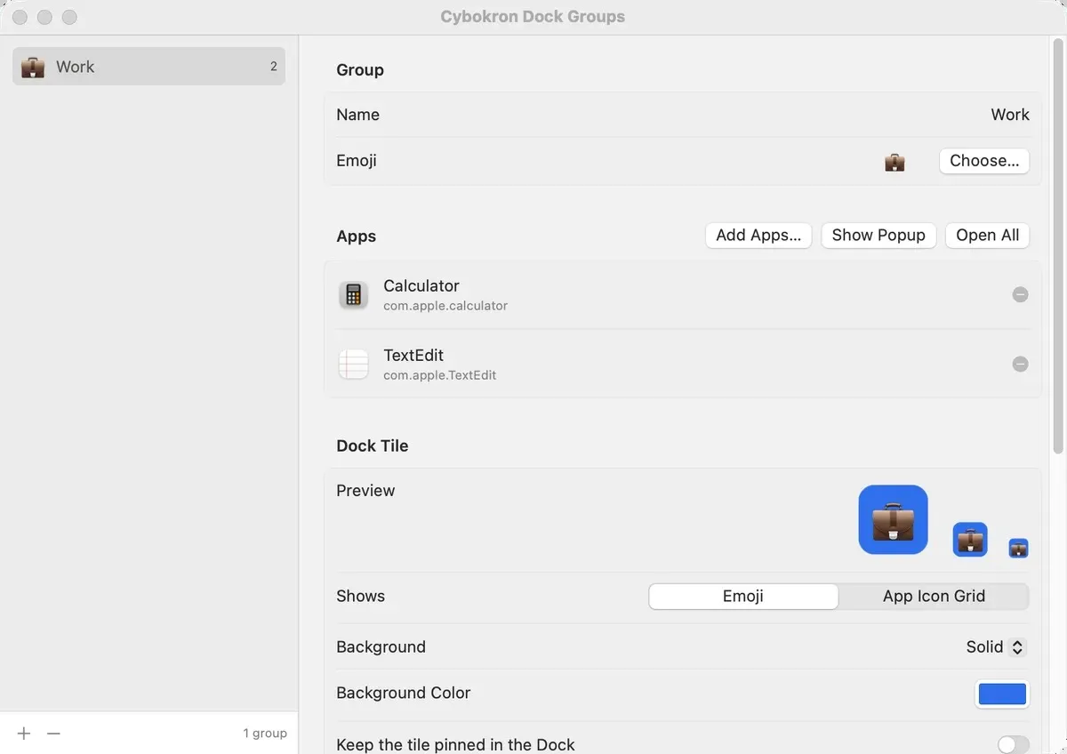 Cybokron Dock Groups screenshot 3