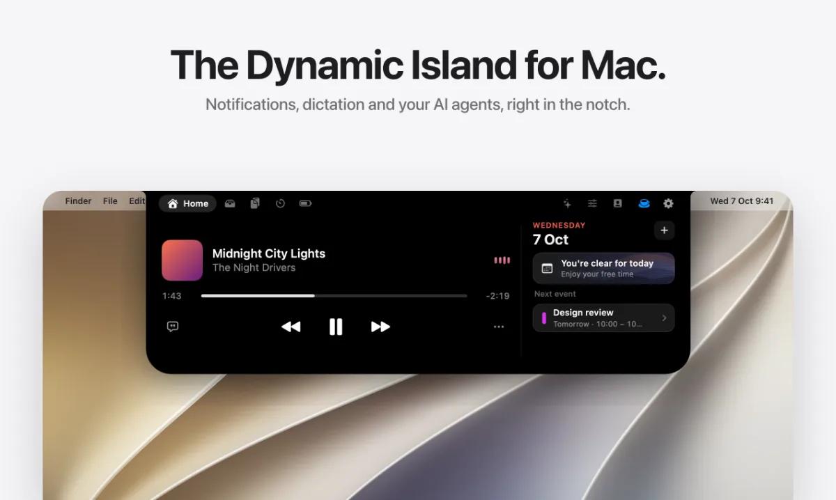 Halo: Dynamic Island for Mac, even without a notch — image 1